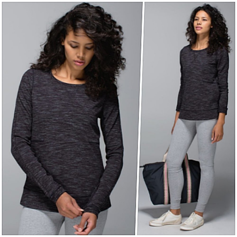 Lululemon Exhalation Pullover Black Heather Size 4 Nwot